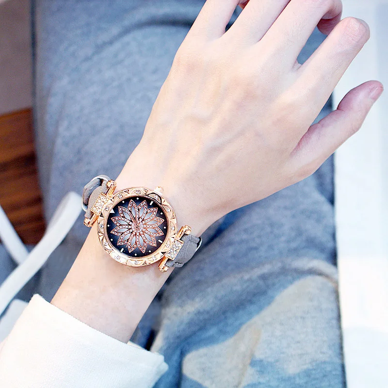 Женские часы, браслет, набор, звездное небо, женские часы-браслет, повседневные, кожа, кварцевые наручные часы, часы, Relogio Feminino - Цвет: Gray