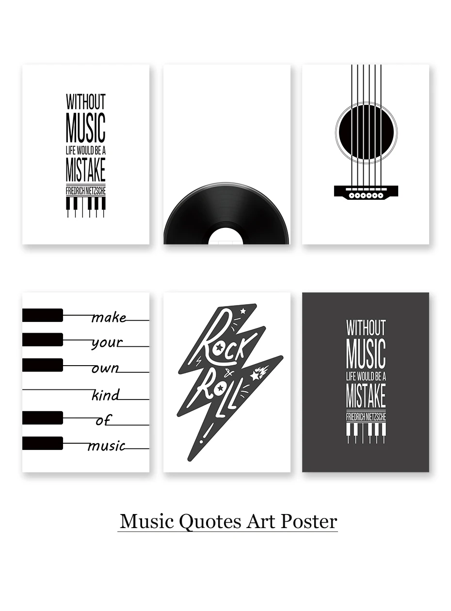 Music Instrument Poster Print Acoustic Guitar Xylophone Musical Note Canvas Painting Modern Wall Art For Living Room Home Decor (6)