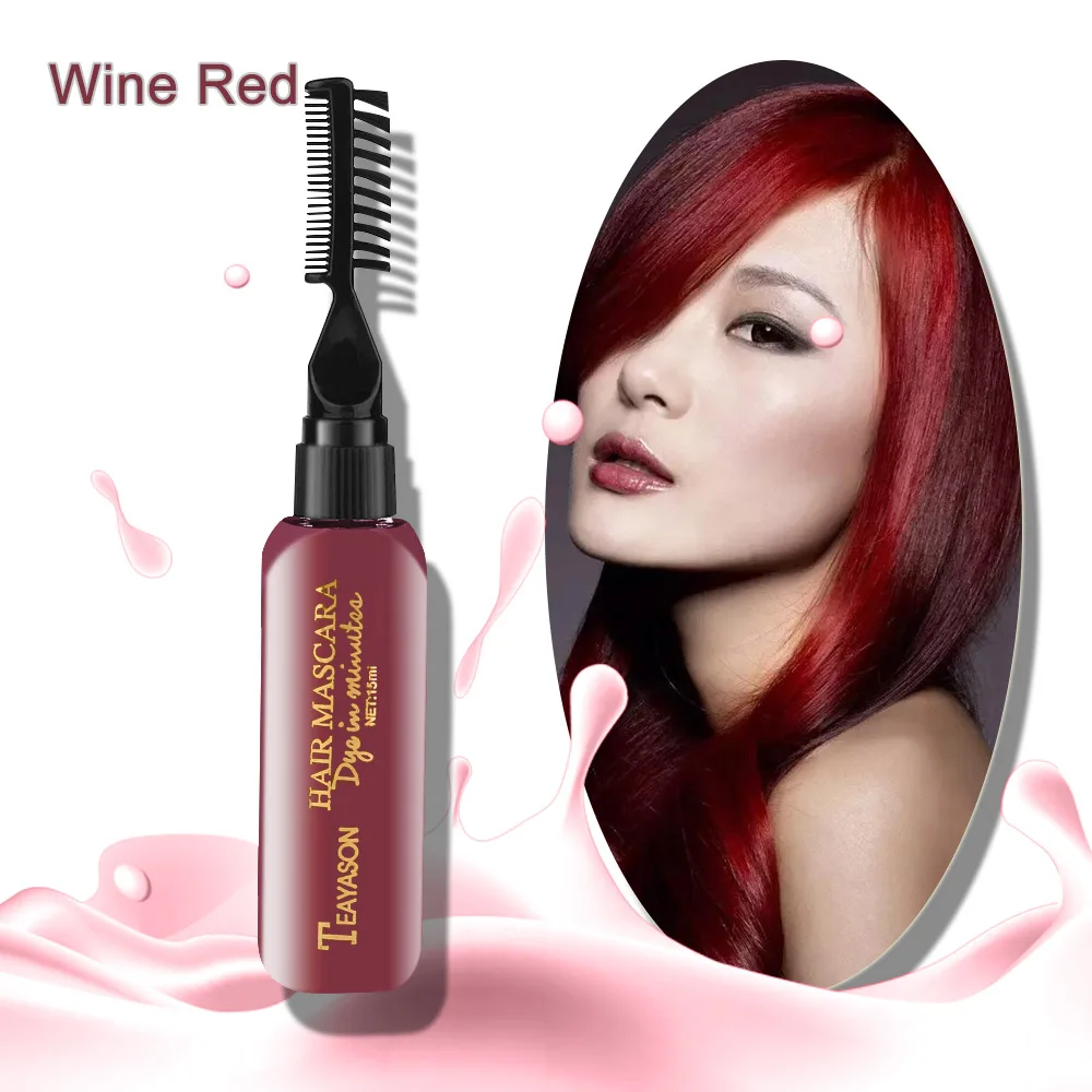 wine red Временная Краска для волос, крем, черный, коричневый, долговечный, быстрый, мягкий, одноразовый цвет для волос, ручка для белых волос, покрытие для волос, сделай сам, Стайлинг, макияж - Цвет: wine red