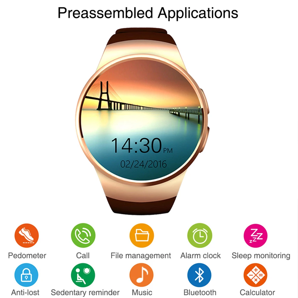  KW18 Bluetooth Smart Watch Phone Full Screen Support SIM TF Smartwatch Heart Rate for IOS iPhone An - 4000109949391