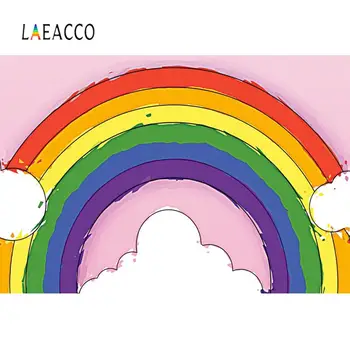 

Vinyl Background For Photography Rainbow Cloudy Baby Drawing Pattern Birthday Party Customized Poster Photo Backdrop Photostudio