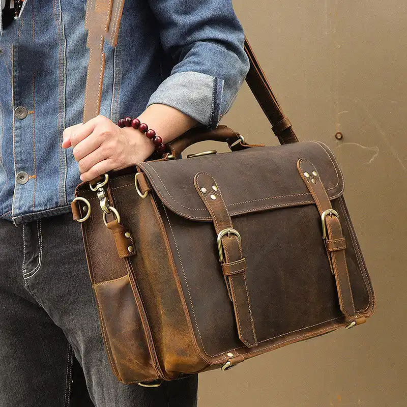 men's leather office laptop bag