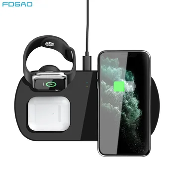 

FDGAO 3 in 1 Fast Wireless Charger for Apple iWatch 1 2 3 4 5 Airpods Pro 10W Qi Wireless Charging Dock for iPhone 11 XR XS X 8