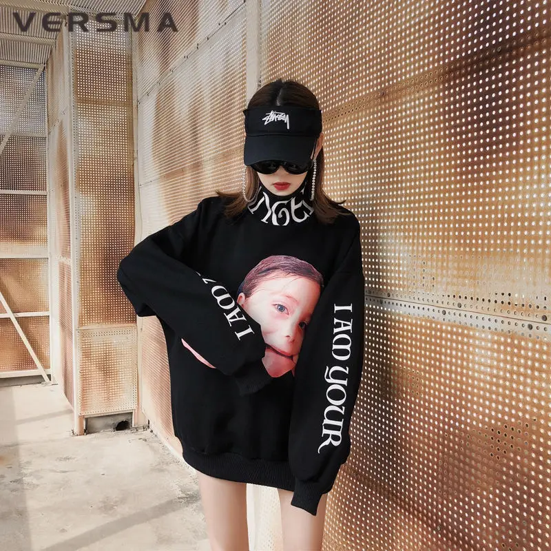 VERSMA корейский Harajuku Ulzzang 3D печатных толстовки кофты для мужчин и женщин осень High Street хип хоп свободные Рождество Пара Толстовка