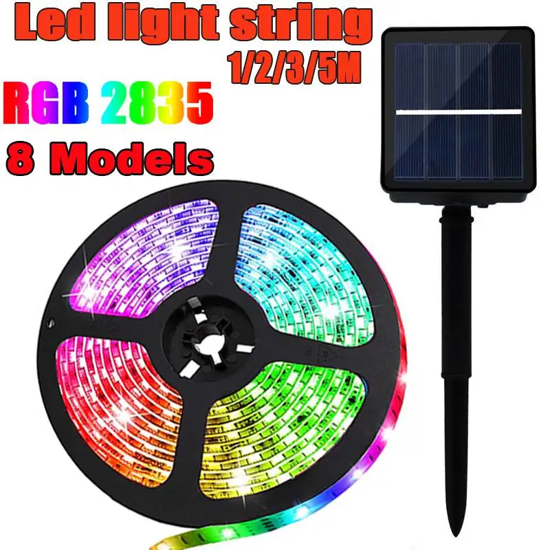 

Outdoor Solar Powered LED Strip Lights RGB 5050 SMD 2835 DC5V USB Waterproof Flexible LED Light 1/2/3/5m