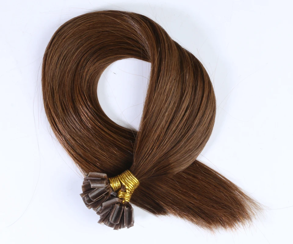 QHP Straight Human Fusion Hair Nail U Tip Machine Made Remy Human Hair Extensions 0.8g/pcs Muti-Color