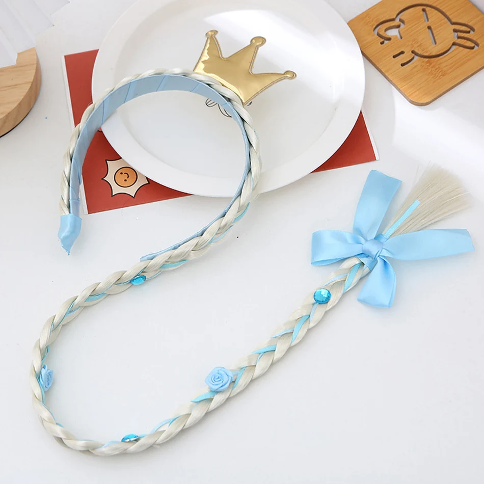 Little Girls Blonde Cosplay Weaving Princess Braid Tangled Rapunzel Headband Hair Elsa Accesorries Girl Wig accessoriesdiy baby  Baby Accessories