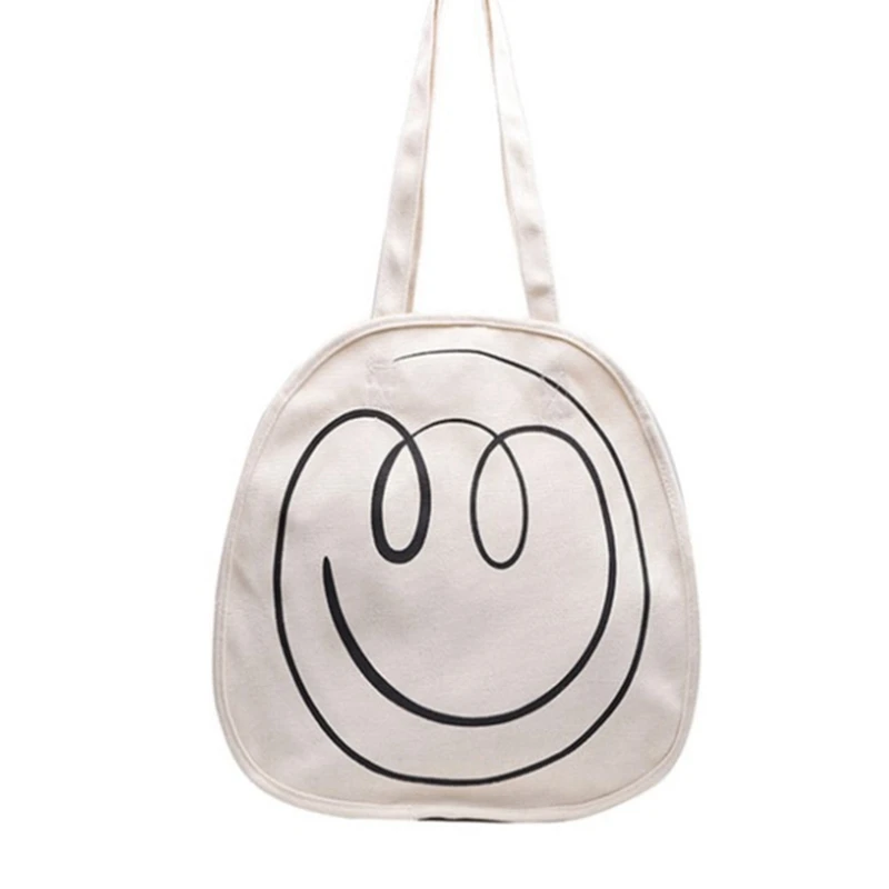 

Summer New Cartoon Cute Print Large Capacity Canvas Bag Smile Female Bag Diagonal Shoulder Bag