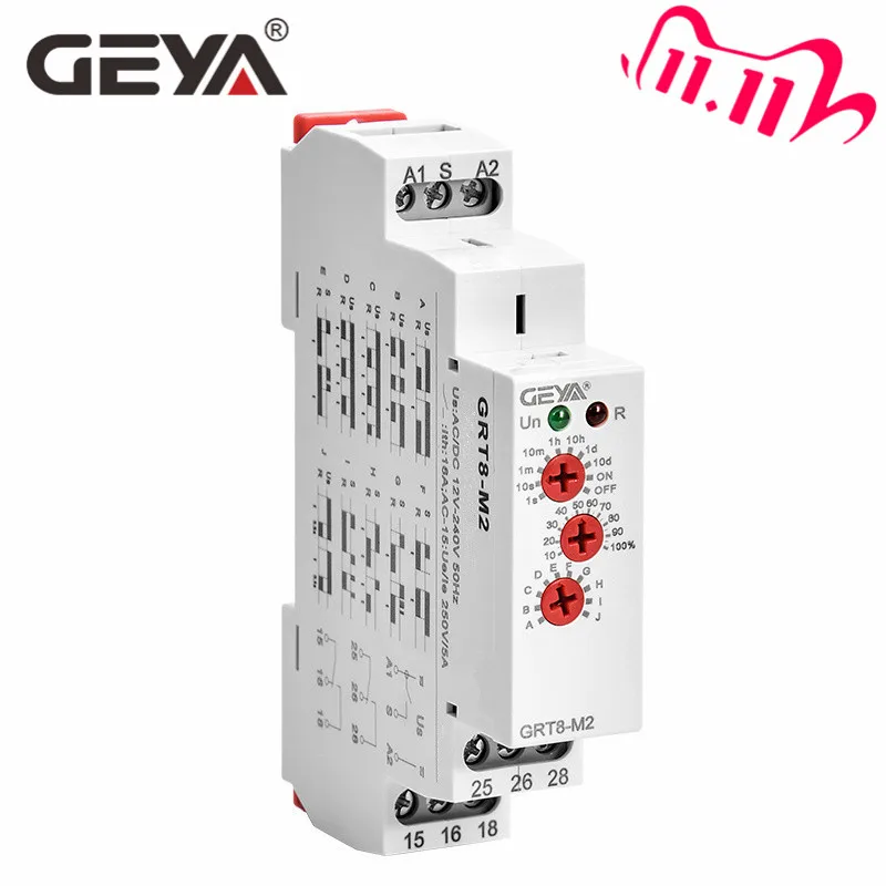 Timer-Relay Multifunction GEYA 220V Ac Dc 16A GRT8-M Ce with Choices 12V 24V