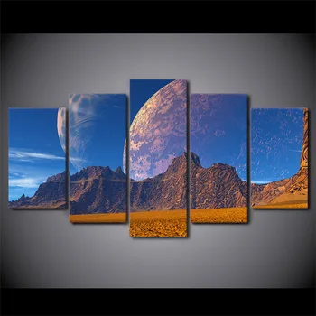 

5 Panel Canvas Art Moon Mountain Shadow Canvas Prints Wall Pictures For Living Room Modern Canvas Painting