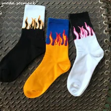 Женские счастливые носки черные унисекс пламя Sokken Новинка хип хоп носки HARAJUKU скейтборд Calceines Mujer уличные Skarpetki носки