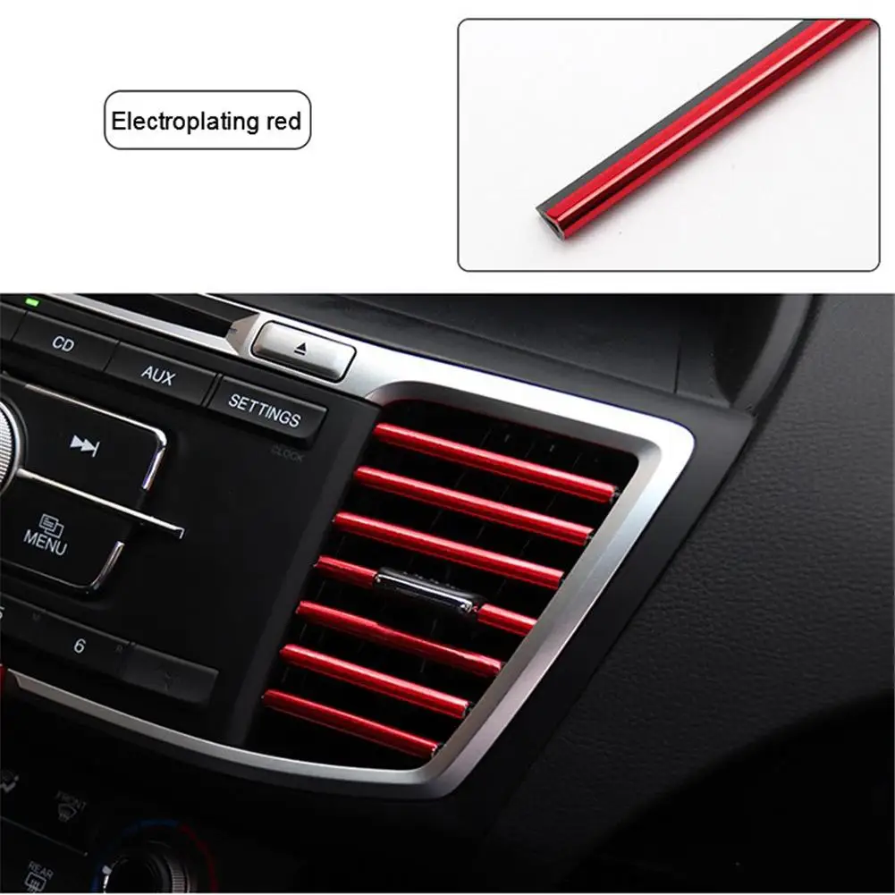 Electroplated red 10 шт. u-образные автомобильные воздушные розетки с отделкой полосой на выходе, цветные декоративные полосы, автомобильные аксессуары для интерьера, автомобильные товары - Название цвета: Electroplated red