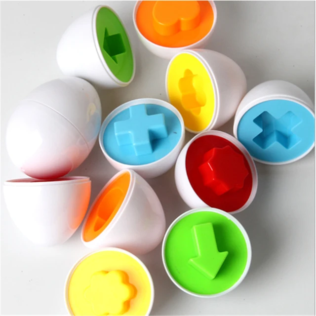 6PCS Montessori Learning Education Math Toys Smart Eggs 3D Puzzle Game For Children Popular Toys Jigsaw Mixed Shape Tools 3