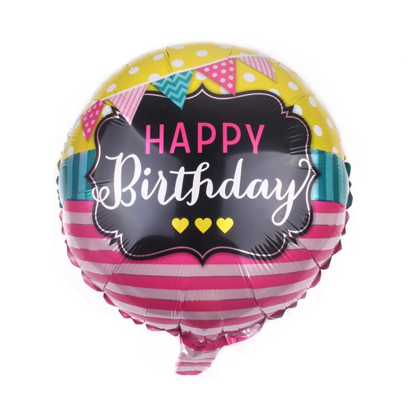 Round 18 Inches Inflatable Foil Balloon Happy Birthday 1PC Helium Balloons 