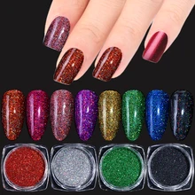 1 коробка, лазерный блеск для ногтей, порошок, сверкающий хром, пигмент для ногтей, Holo Shimmer, пыль, Гель-лак, хлопья, маникюр, украшение, TRL01-16
