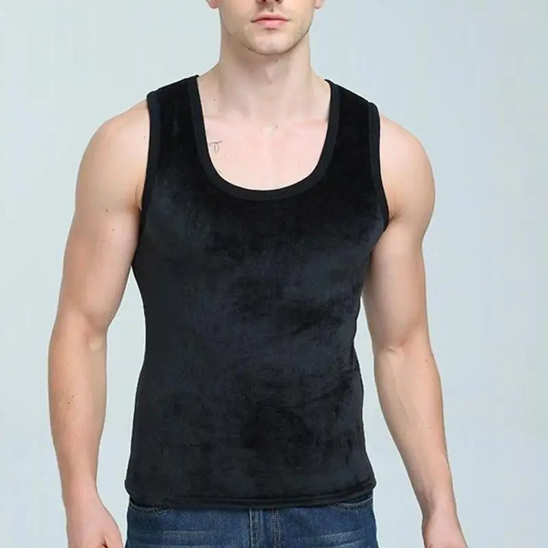 sleeveless o neck tanks Men's Waistcoat Vest Sleeveless Thickening Soft Bottoming warm Tops winter under tops
