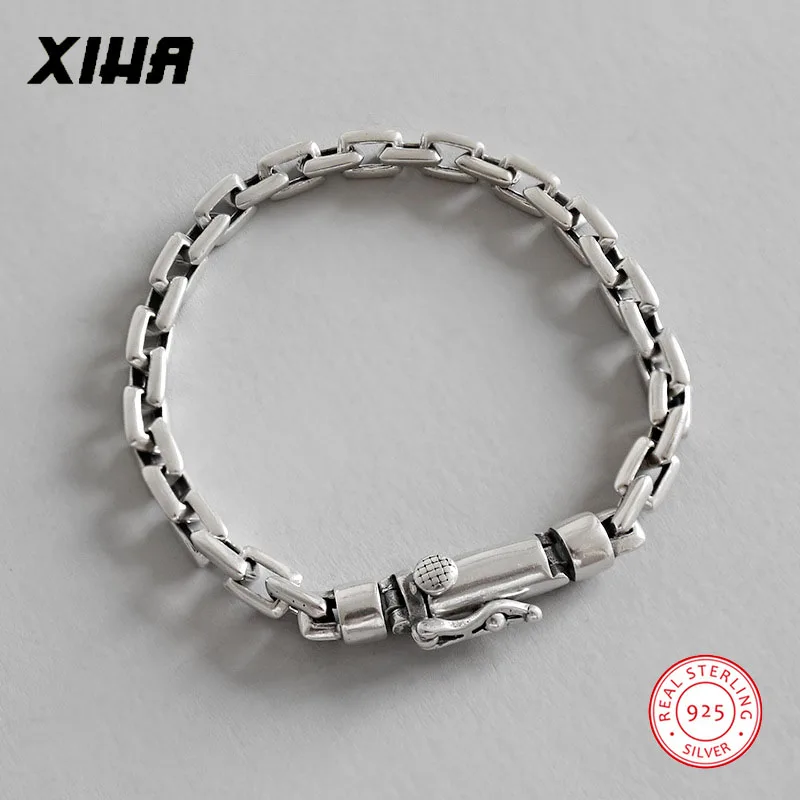 925 пробы серебряные геометрические звенья цепи браслеты для женщин дизайнерские ювелирные изделия роскошные персонализированные женские браслеты
