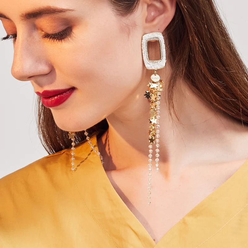 

French temperament earrings female long pearl earrings earrings for women korean earrings aretes de mujer modernos2018
