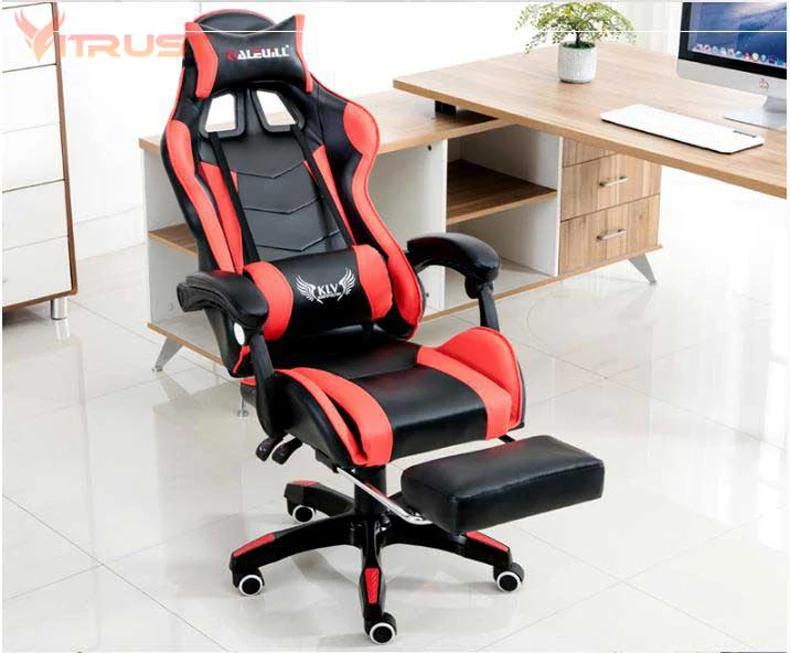 Gaming Chair Ergonomic Pu Leather Computer Chair With Footrest Reclining High Back Gaming Computer Chair Office Chairs Aliexpress