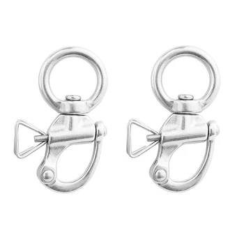 

2Pcs/Set Swivel Eye Snap Shackle Quick Release Bail Rigging Stainless Steel Hook