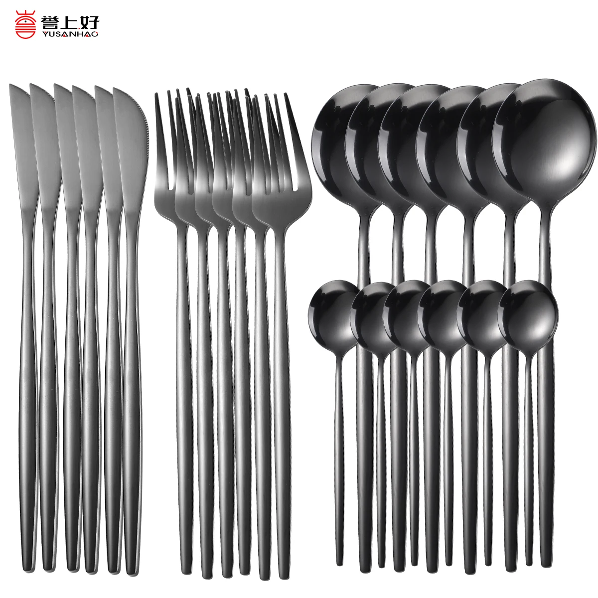 24pcs Upscale Gold Dinnerware Set Stainless Steel Tableware Set Knife Fork Coffee Spoon Flatware Set Dishwasher Safe Cutlery Set