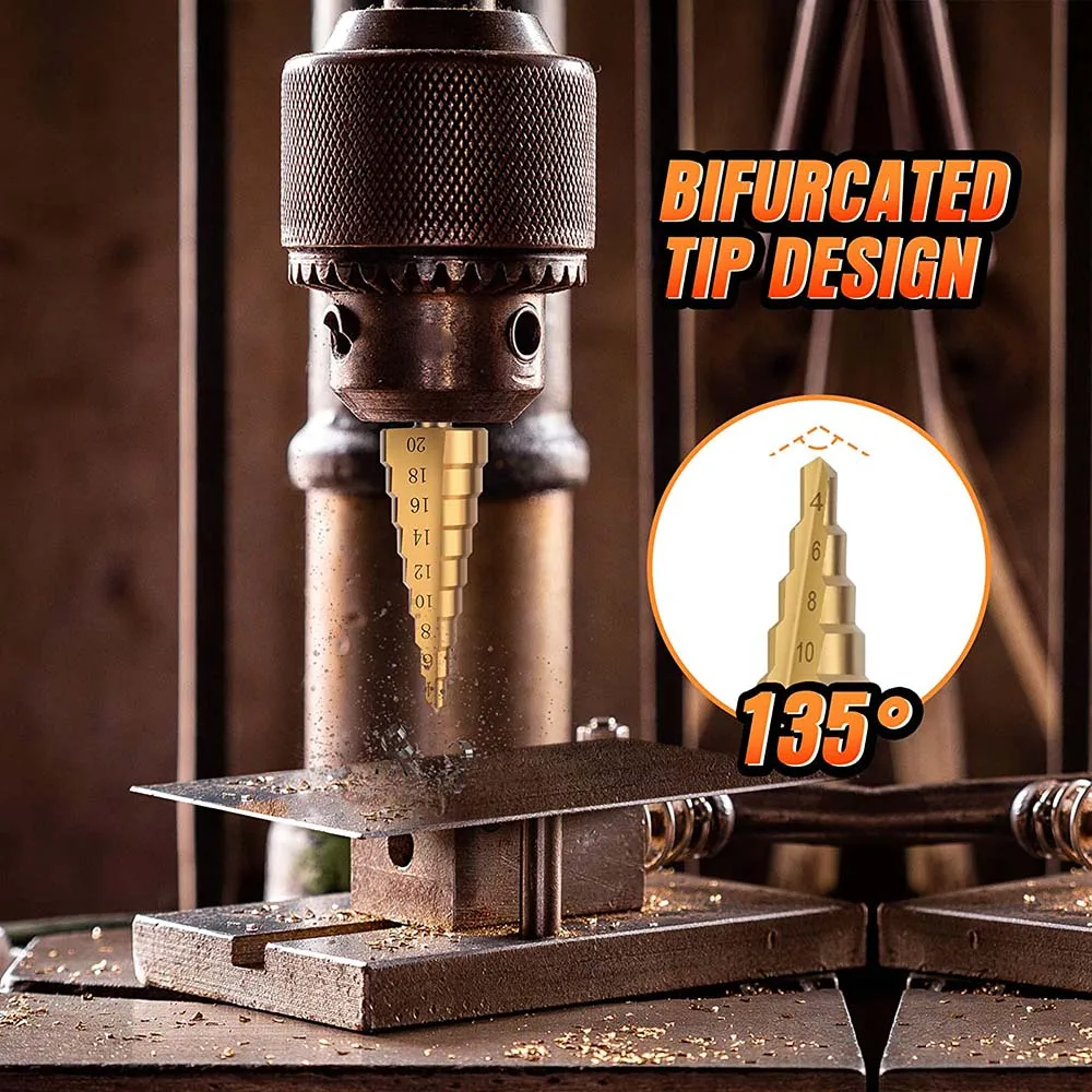 4-12 4-20 4-32 HSS Titanium Coated Step Drill Bit Drilling Power Tools Metal High Speed Steel Wood Hole Cutter Cone Drill step drill bit