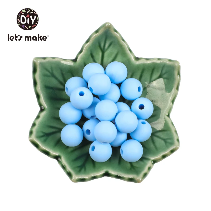 candy blue Let's make/Силиконовые Бусины, 50 шт., 9 мм, прорезыватель для зубов, Детские Прорезыватели, аксессуары для самостоятельного изготовления, цепочка для соски без бисфенола, карамельный цвет, пищевой силикон - Цвет: candy blue
