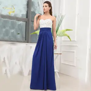 blue and white formal dress