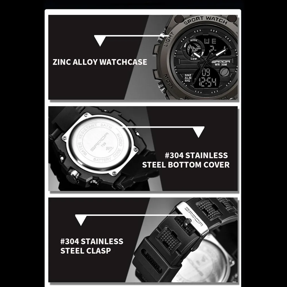 reloj мужские спортивные часы с двойным дисплеем Аналоговый Цифровой светодиодный электронный модные наручные часы reloj hombre erkek kol saati