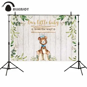 

Allenjoy first birthday backdrop welcome baby shower party woodland animals bear wood leaves wild one background photocall prop