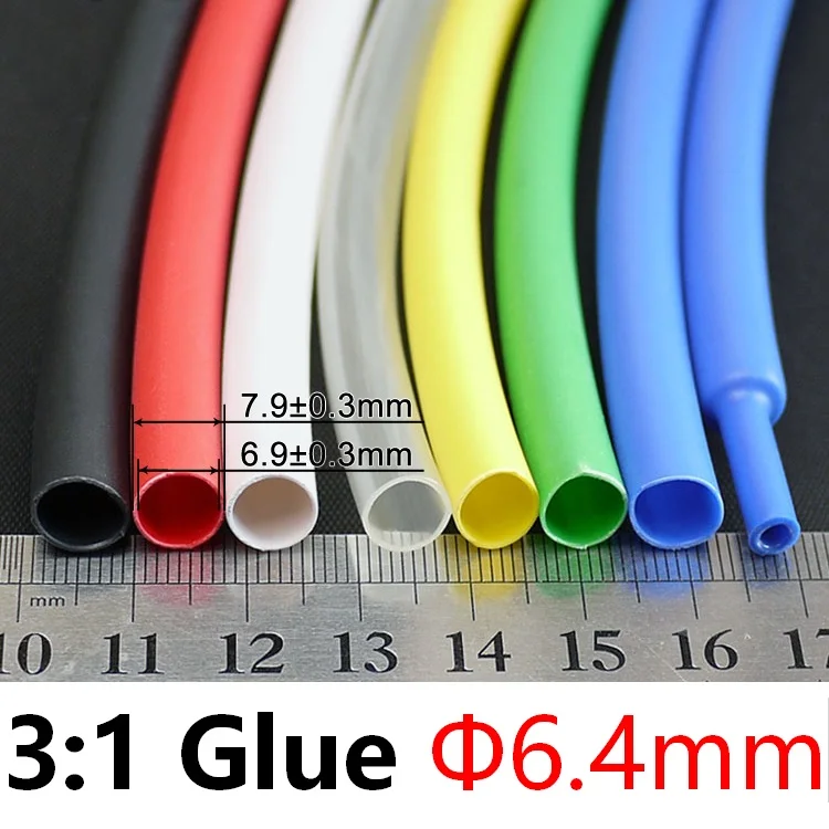 Diameter 6.4mm Heat Shrink Tubing 3:1 Ratio Dual Wall Thick Glue Waterproof Wire Wrap Insulated Adhesive Lined Cable Sleeve |