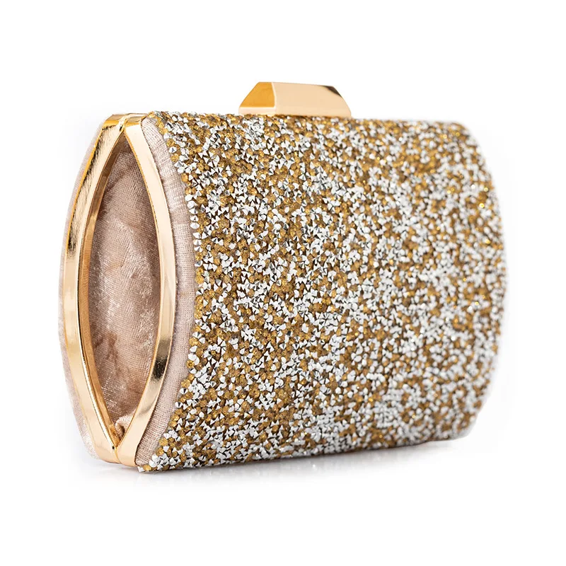 Luxy Moon Gold Sequin Clutch Bag Side View