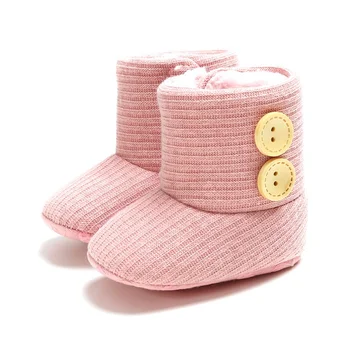 

Toddler Autumn Winter Button First walker Boots Knitting wool and velvet Boots Toddler Soft Soled Super Keep Warm Baby Boots