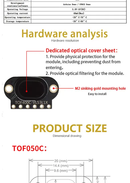 TOF050C 200C 400C Laser Ranging Sensor Module TOF, 42% OFF