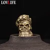 Vintage Brass Pirate Skull Head Rope Beads DIY Keychain Lanyard Pendants Jewelry Accessories EDC Outdoor Knife Hanging Paracord ► Photo 1/6