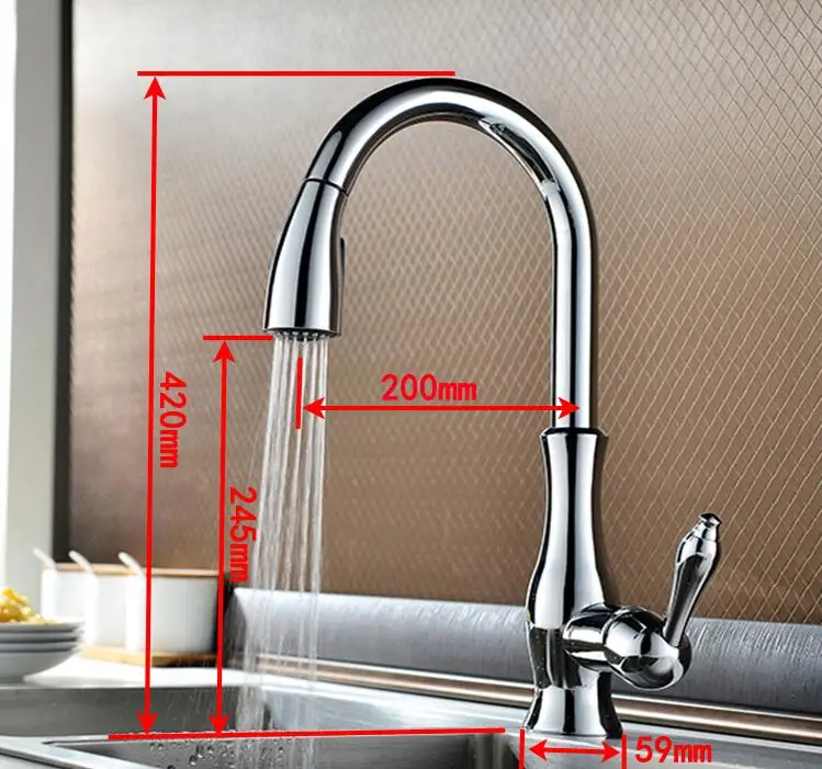 Vidric New arrival High quality chrome finished brass kitchen sink pull out faucet,tap mixer with pull out shower head