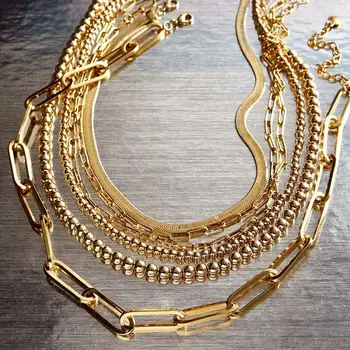 

Dvacaman 2020 Punk Hip Hop Big Beads Choker Necklace Bohemia Gold Color Cuban Thick Link Necklace for Women Collar Jewelry Party