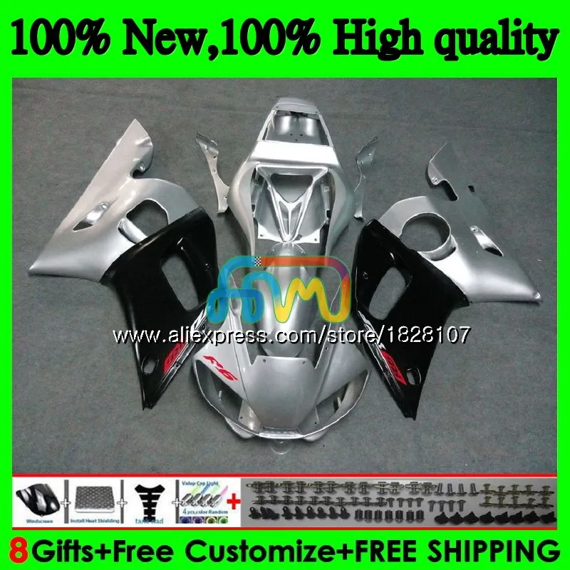 Средства ухода за кожей для YAMAHA YZF R6 R 6 600 YZF600 YZFR6 серебряный черный 98 99 00 01 02 50BS. 9 YZF-600 YZF-R6 1998 1999 2000 2001 2002 обтекатель - Цвет: No. 1
