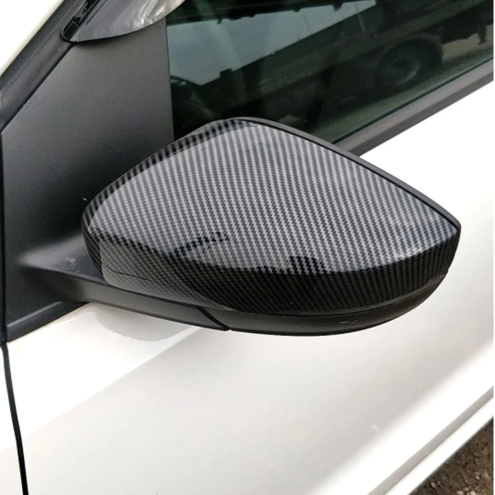 2PCS VW 폴로 6R 6C 사이드 도어 윙 미러 커버 캡 교체 (탄소 섬유) Volkswagen 2010 2011 2012 2013 2014 2016 2017