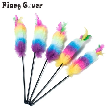 

5Pcs/Lot Short Stick Cat Teaser Feather Stick Cat Toy for Kitten Funny Cat Training Pet Toys