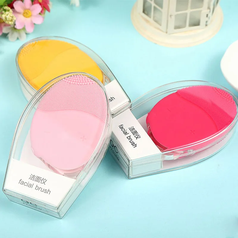 

Mini Electric Facial Cleansing Brush Silicone Sonic Face Cleaner Deep Pore Cleaning Skin Massager Face Cleansing Brush Device