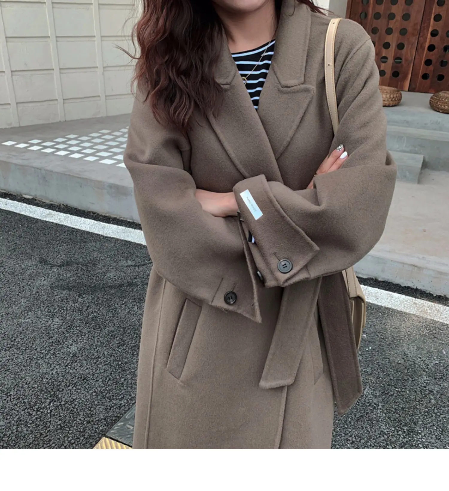 Women Overcoat Outwear Coat Korean Winter Long Loose Cardigans Lace Up Full Sleeve Manteau Femme