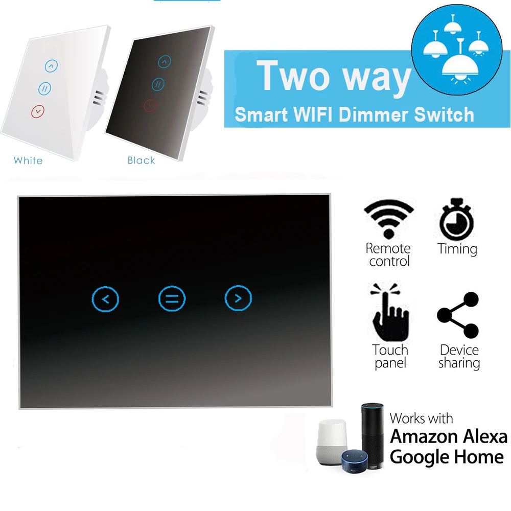 

Комплект из 2 предметов, 2 варианта интеллектуальная беспроводная (Wi-Fi) выключатели затемнения светодиодный светильник сенсорный переключатель, 1 шт. диммер модуль поддержка Alexa Google Home Голосовое управление