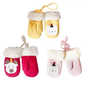 

Newborn Kids Winter Knitted Gloves Unisex Cute Cartoon Bear Hang Neck Mittens P31B