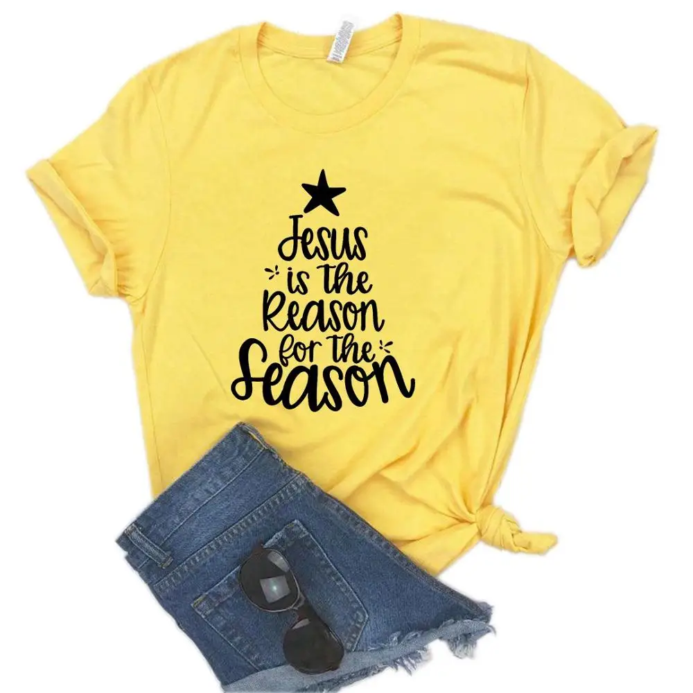 Jesus is the reason/сезон Рождество женская футболка хлопок Повседневная забавная футболка подарок леди Yong Девушка Топ тройник 6 цветов A-1069 - Цвет: Цвет: желтый
