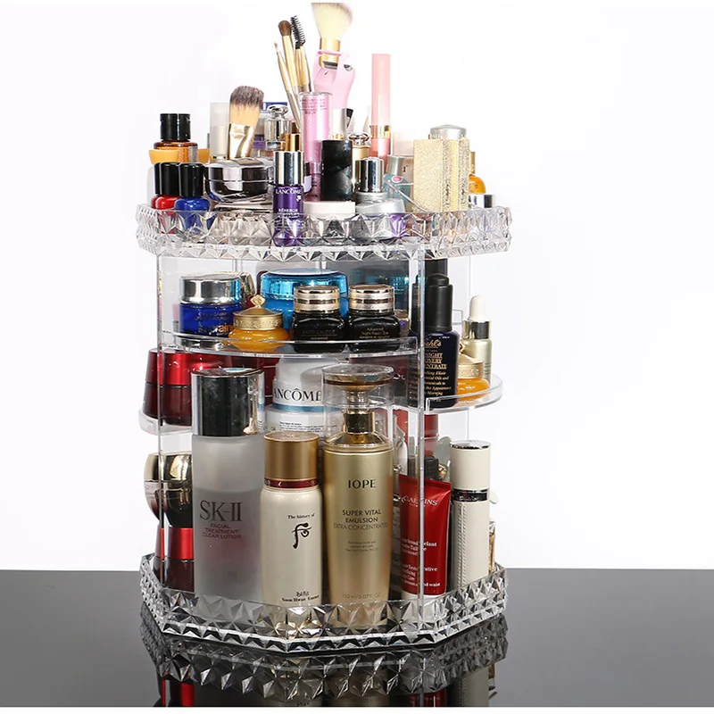 

360 Rotating Cosmetic Makeup Organizer DIY Detachable Rangement Maquillage Adjustable Makeup Storage Holder Rack