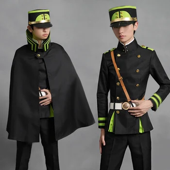 

Anime Seraph of the end Cosplay Owari no Seraph Yuichiro Hyakuya Costume Uniform Full Set Cloak Top Pants Shirt Gift hat and wig