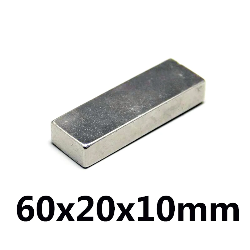

1/2/3pcs Neodymium magnet 60x20x10 Rare Earth Strong block permanent 60*20*10mm fridge Electromagnet NdFeB nickle magnetic squar