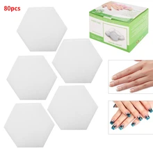 80 шт. шестигранный УФ-Гель-лак, очищающие губки для ногтей, меняющие цвет, средство для удаления буфера для ногтей, салфетки для маникюра, аксессуары для дизайна ногтей