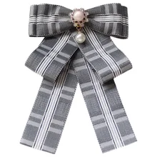 Корейский дизайнер Мода Стразы клетчатая лента галстук бабочка девушка воротник белая полосатая рубашка бабочка галстук для женщин аксессуары